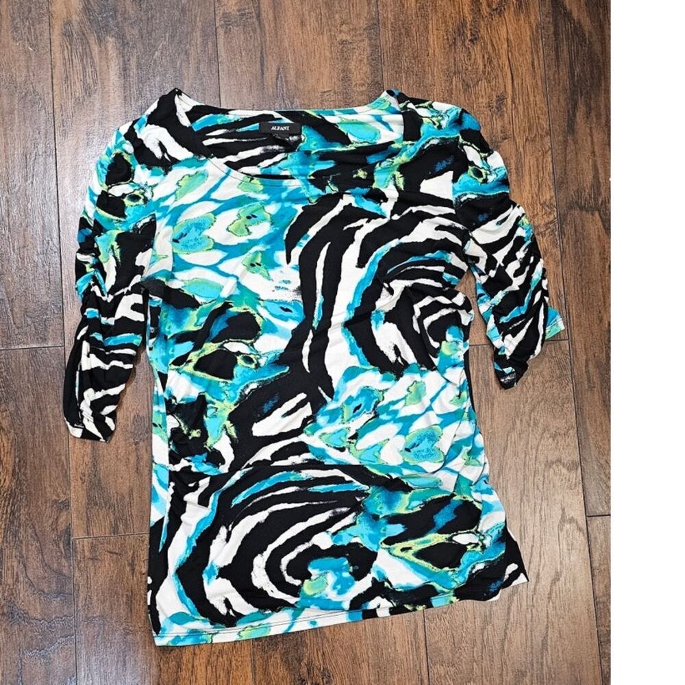 Alfani Blouse Size Small Blue Black
